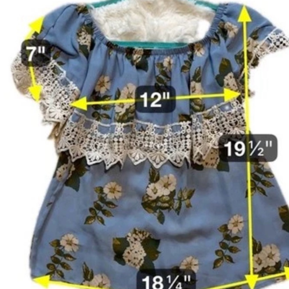 Say What?‎ Cold Shoulder Floral Lace Trim Top Off‑Shoulder Boho Blouse Size M - Picture 7 of 10